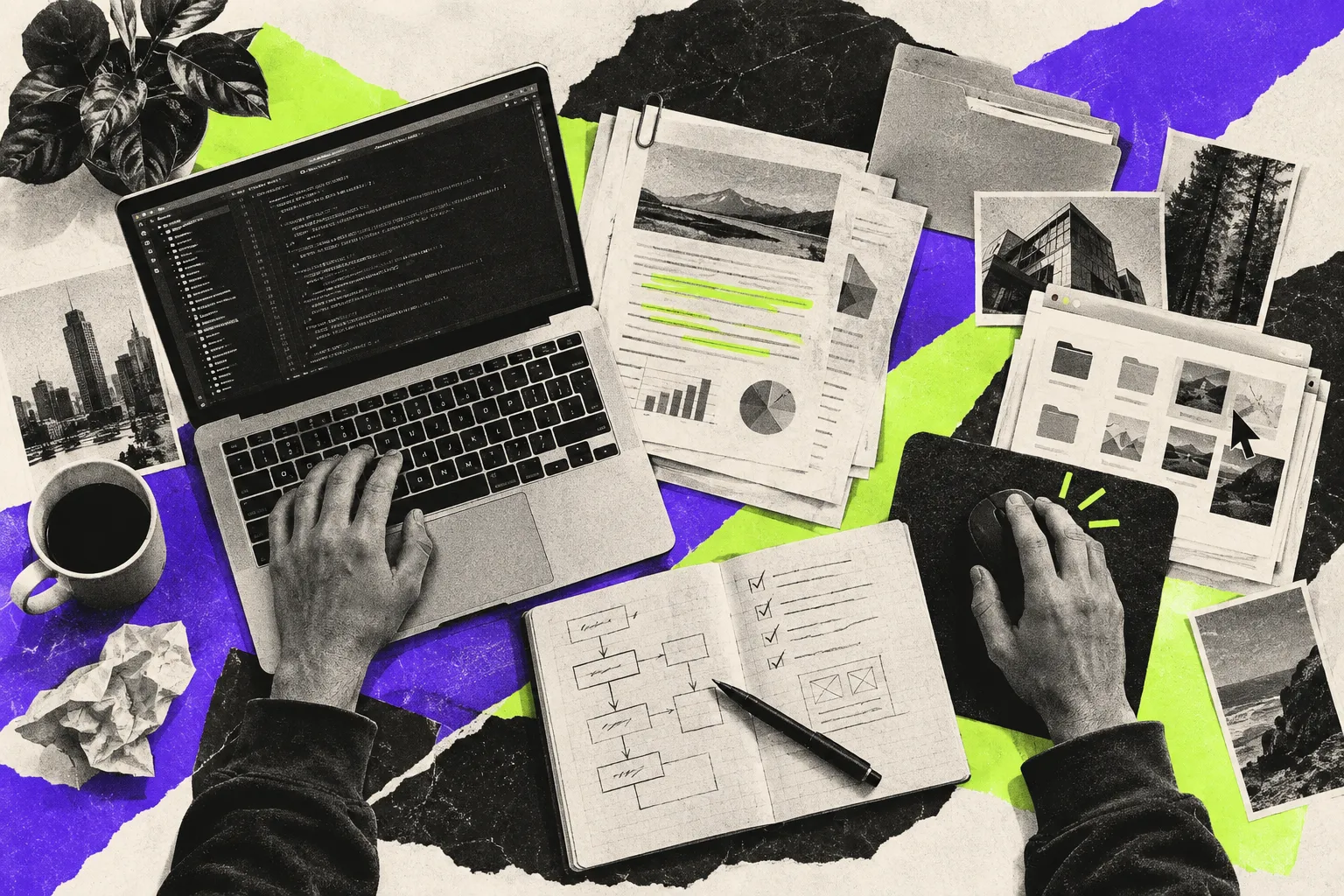 Editorial illustration for GPT-5.4 combines code, documents, and computer use
