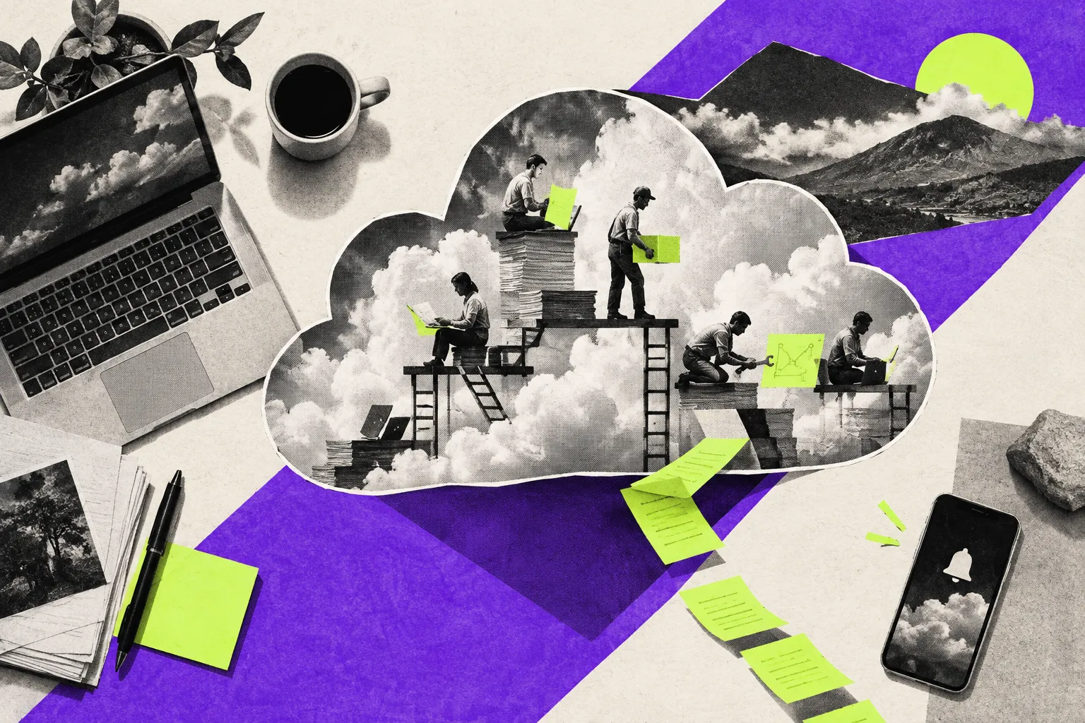 Editorial illustration for Mistral moves Vibe agents into the cloud