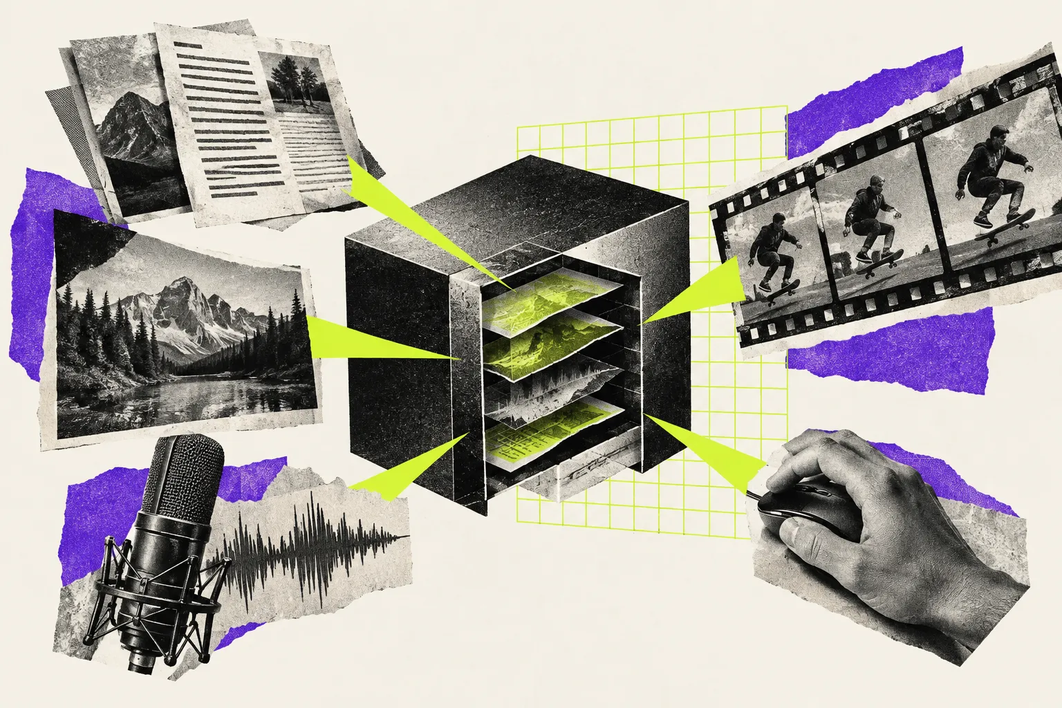 Editorial illustration for Nemotron Nano Omni brings several inputs into one model