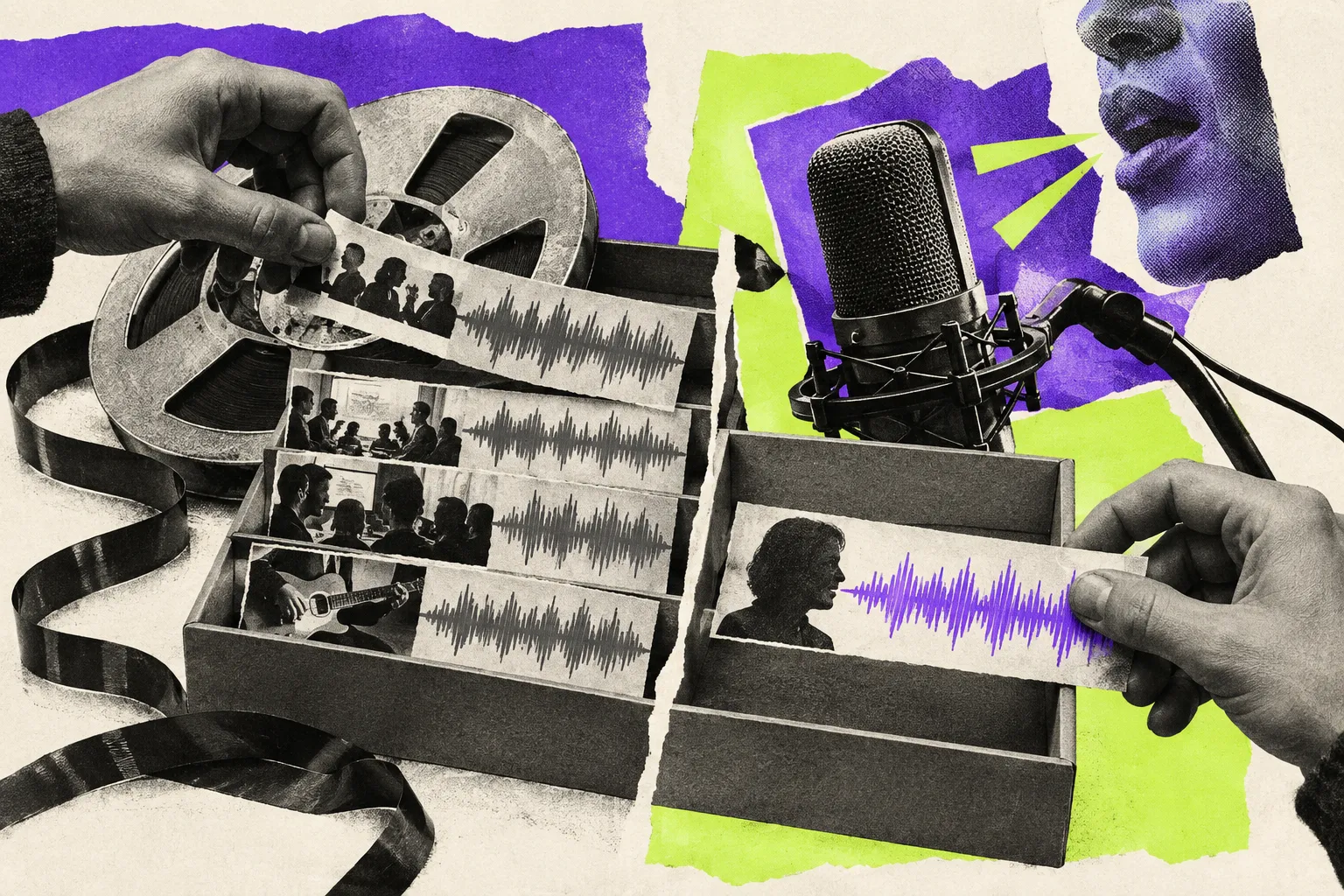 Editorial illustration for Voxtral separates live speech from recorded audio