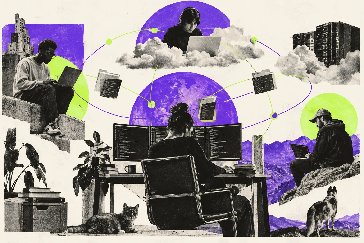 Editorial illustration for Warp organizes work around multiple agents